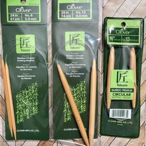 Clover Takumi Bamboo Circular Knitting Needles Set Various Sizes